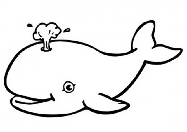 Black And White Cartoon Whale Clipart