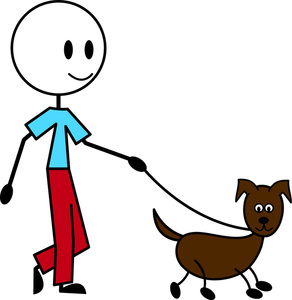 Person walking dog clipart