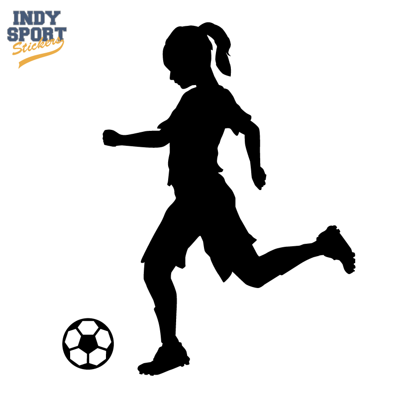 Soccer Player Girl Silhouette Kicking Ball - Indy Sport Stickers