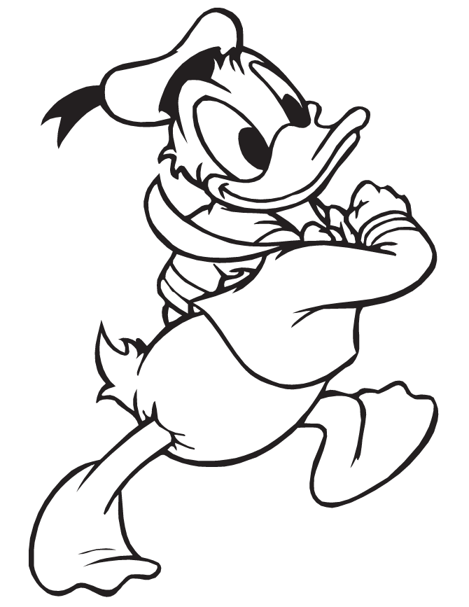 Donald Duck Walking Coloring Page | H & M Coloring Pages