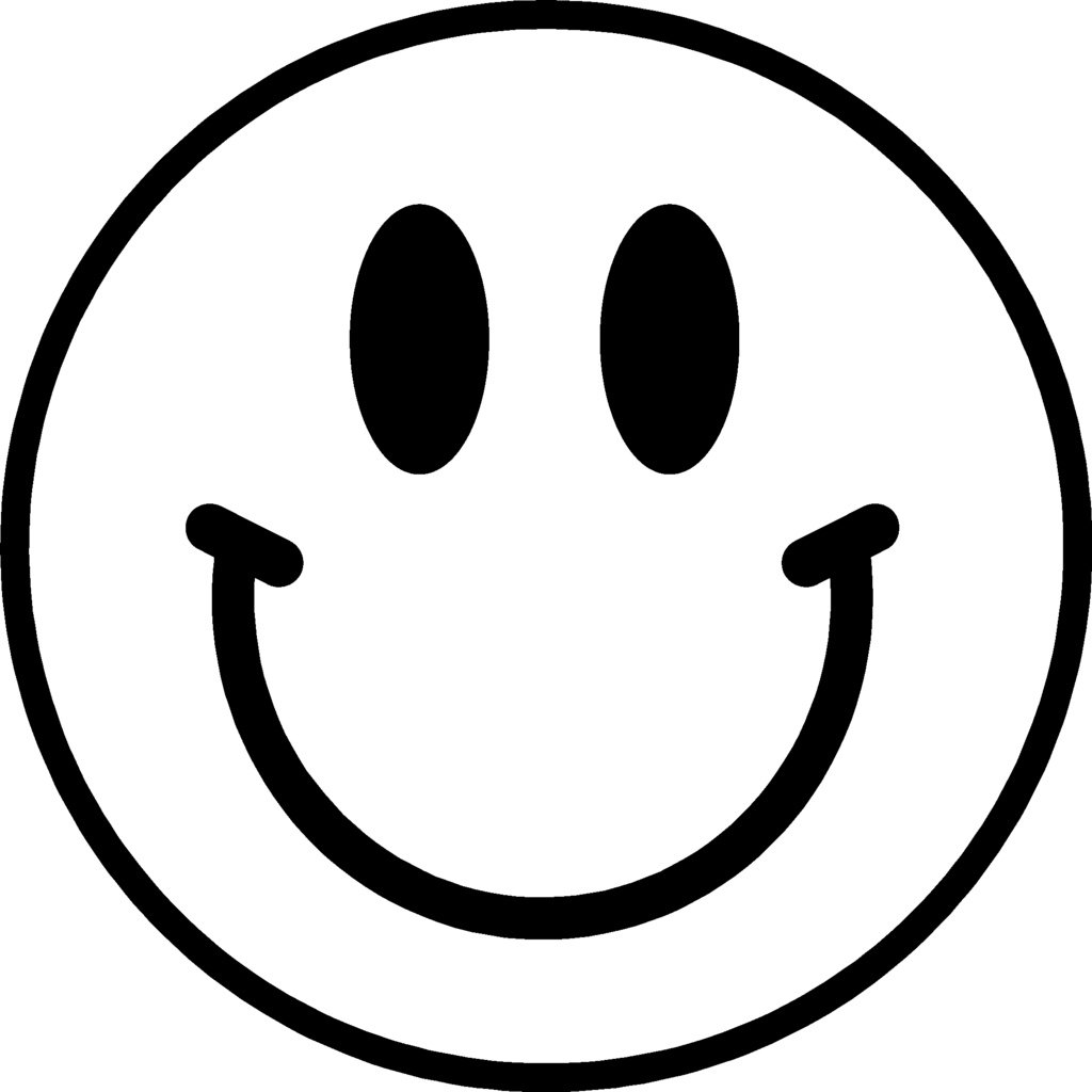 Big smile emoji clipart black and white no background