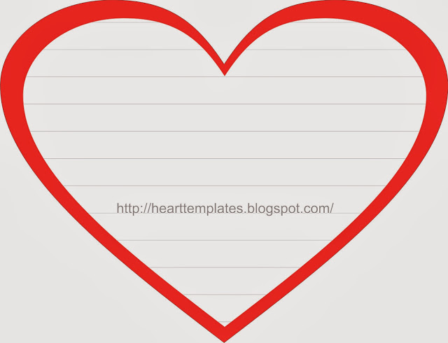 Free Heart Template with Grey Lines Text Box for Writing Paper in ...