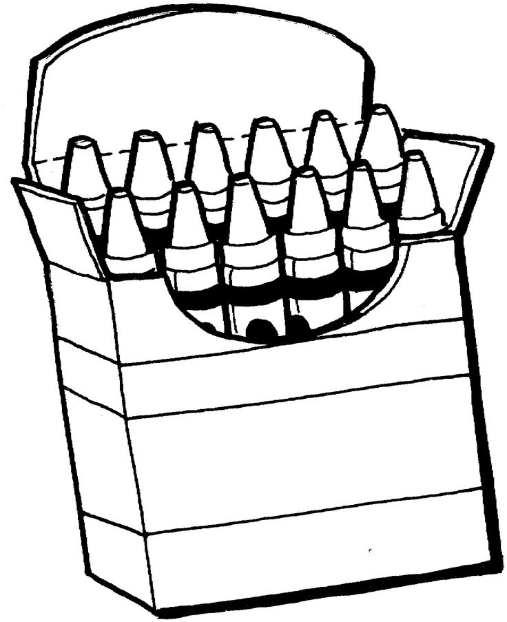 Crayon box clipart black and white