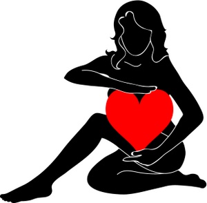 Woman Clipart Image - Pretty Female Holding A Big Red Heart