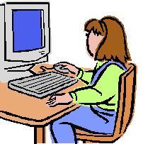 Person on computer clipart