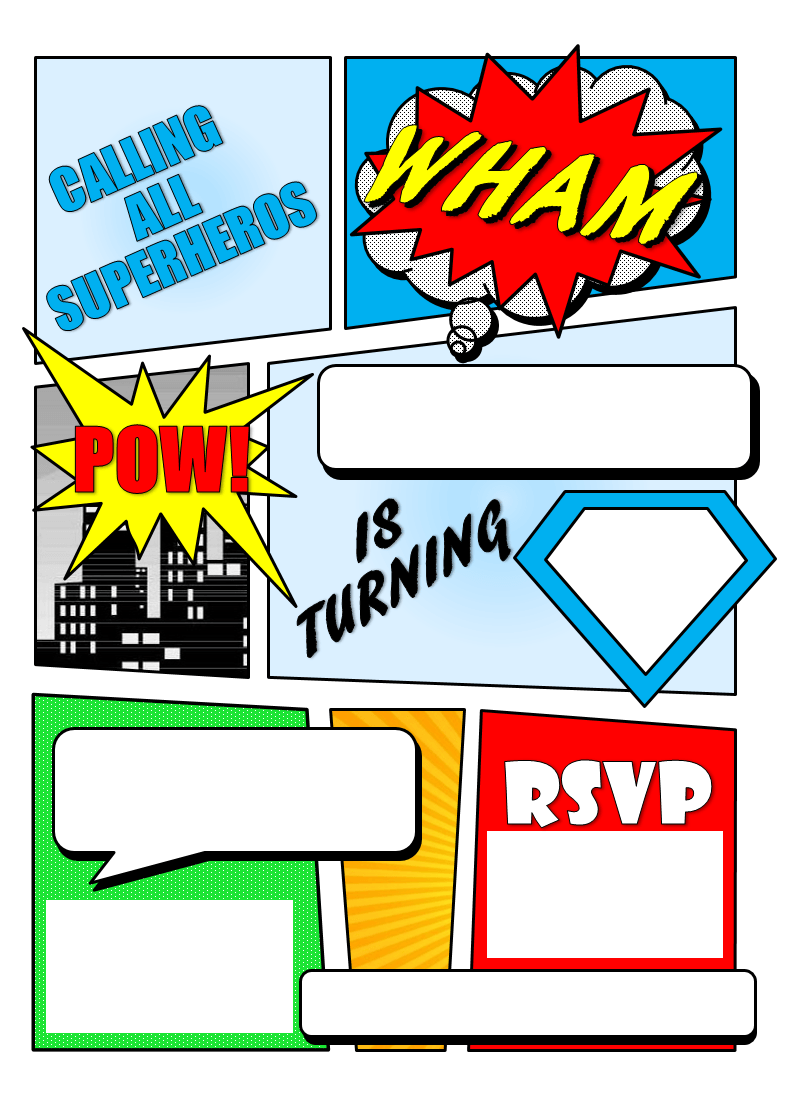 Free Printable Superhero Party Invitations