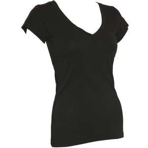 Ladies Black Plain T-Shirt Round V-Neck Cap Sleeves, Cotton ...