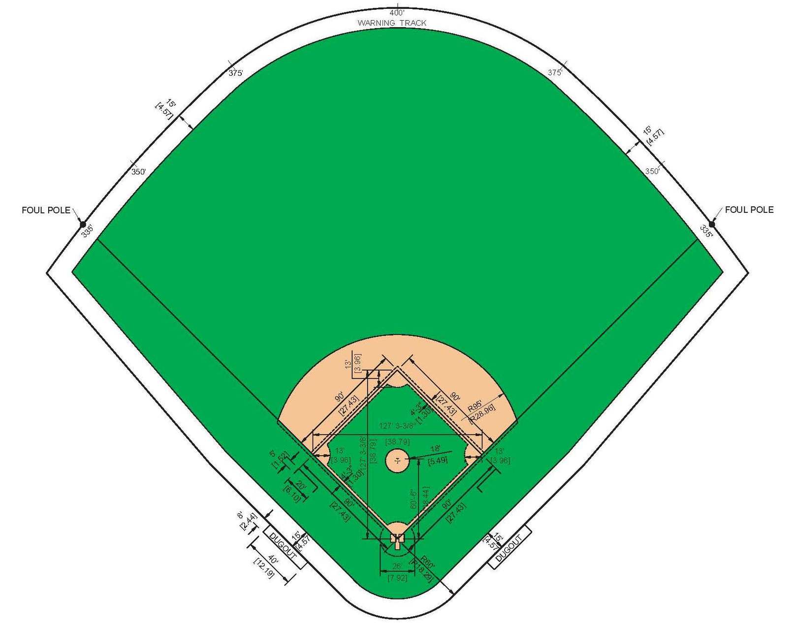 Baseball diamond softball field clipart