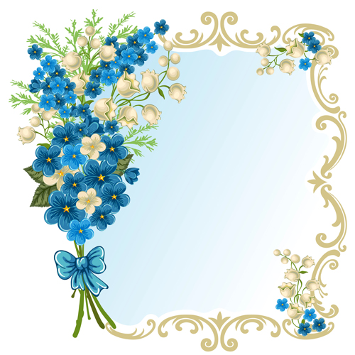 Beautiful flower with retro frame vector material 06 - Vector ...