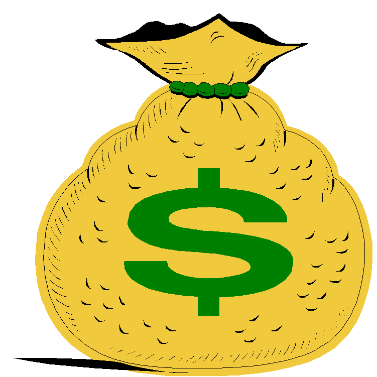 Image of Money Bag Clipart #1876, Cartoon Money Bag - Clipartoons