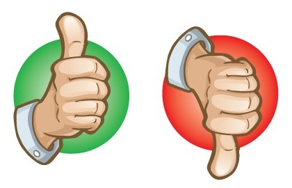 Thumbs up thumbs down clipart free