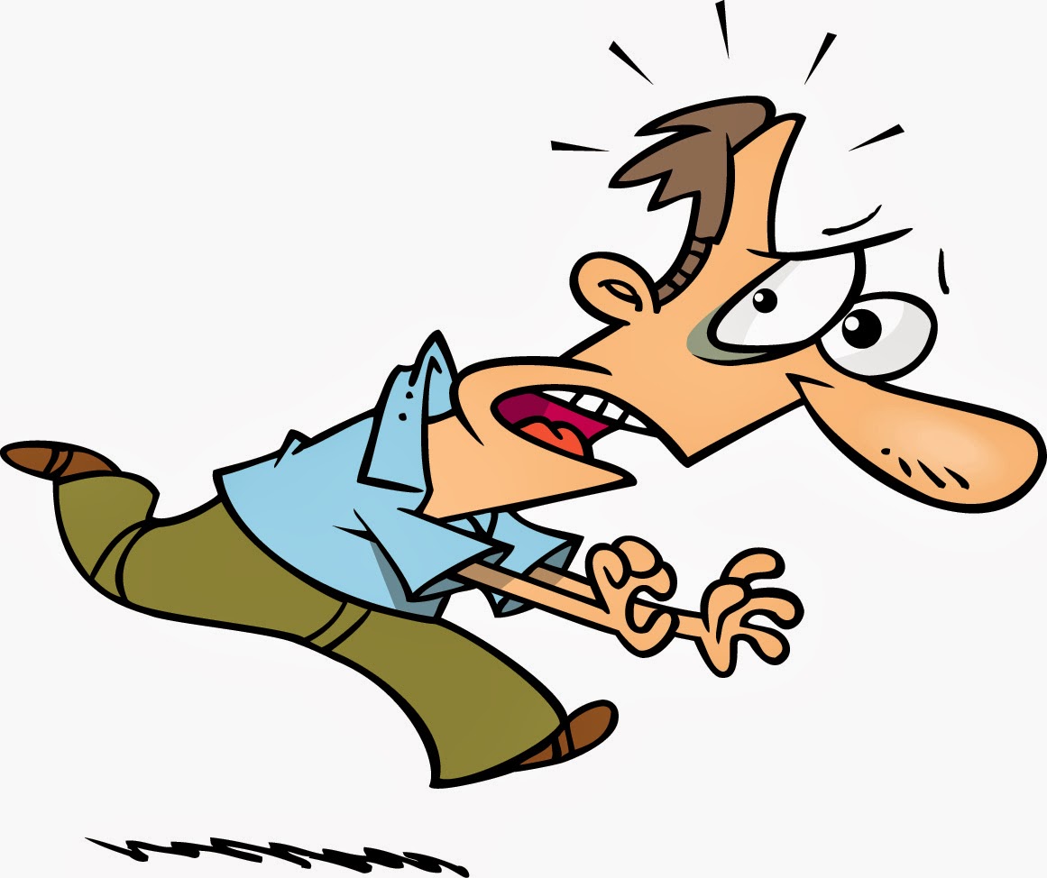 Man running away scared clipart