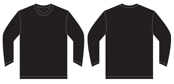 Black Long Sleeve T Shirt Design Template stock vectors - 365PSD.com