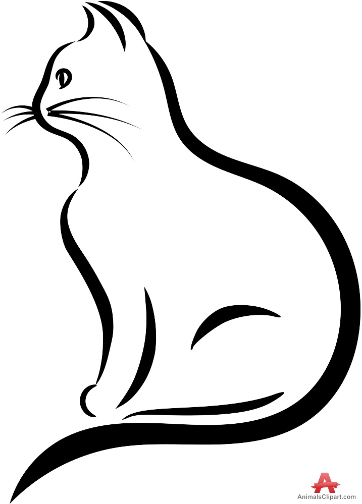 Cat Outline Logo Drawing Design | Free Clipart Design Download