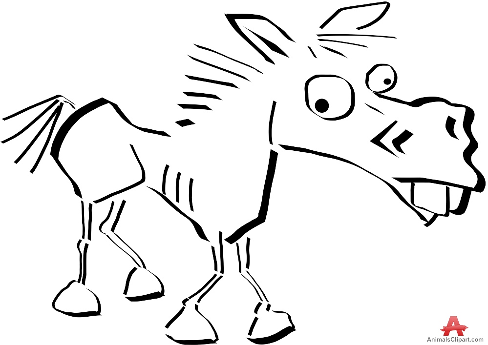 Outline Funny Horse Drawing Character Free Clipart Design Download