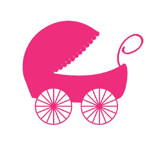 Pink baby stroller clipart