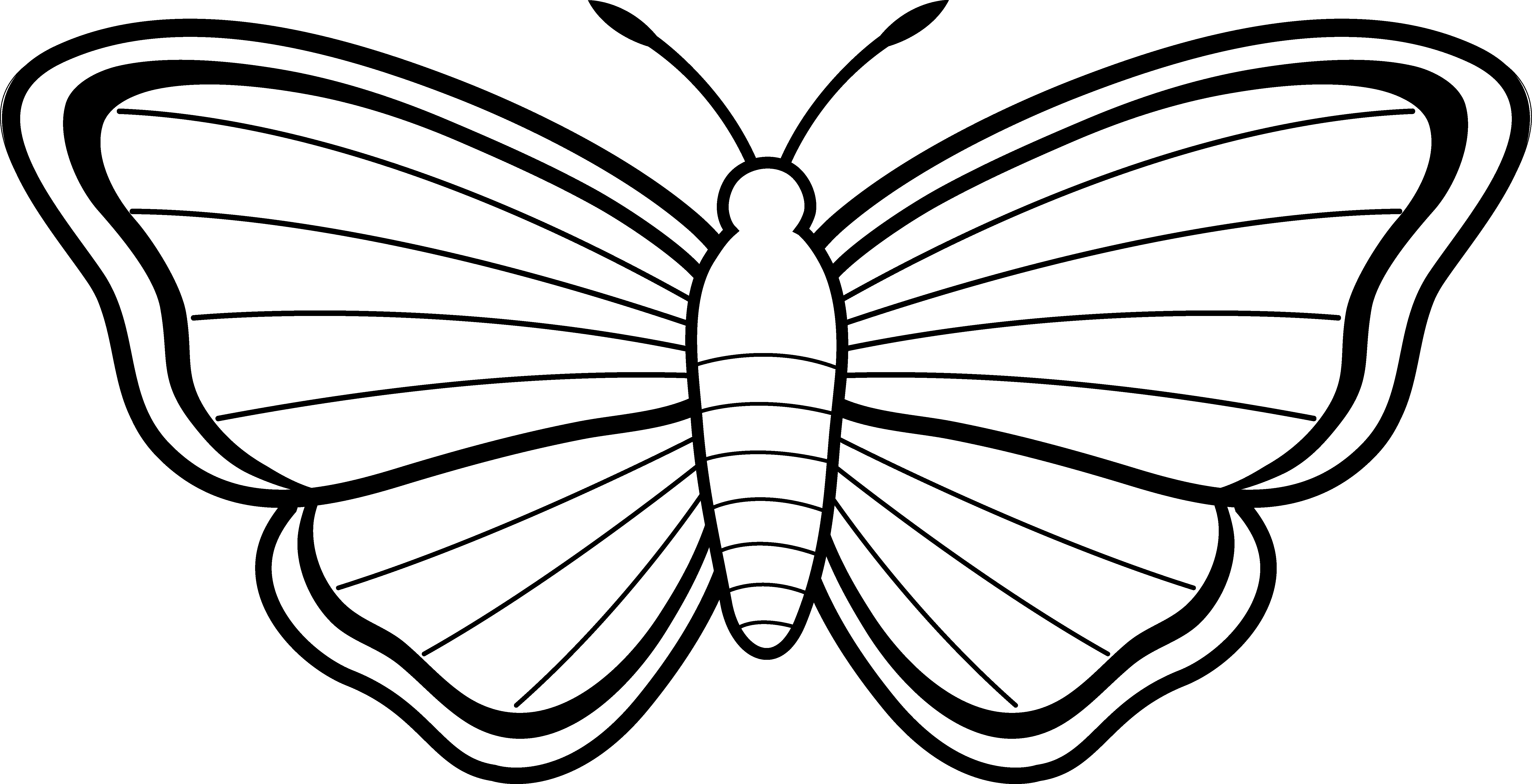 Black and white comical butterfly clipart