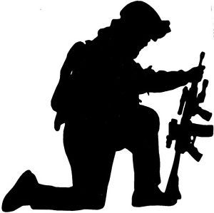 Soldier kneeling silhouette clipart