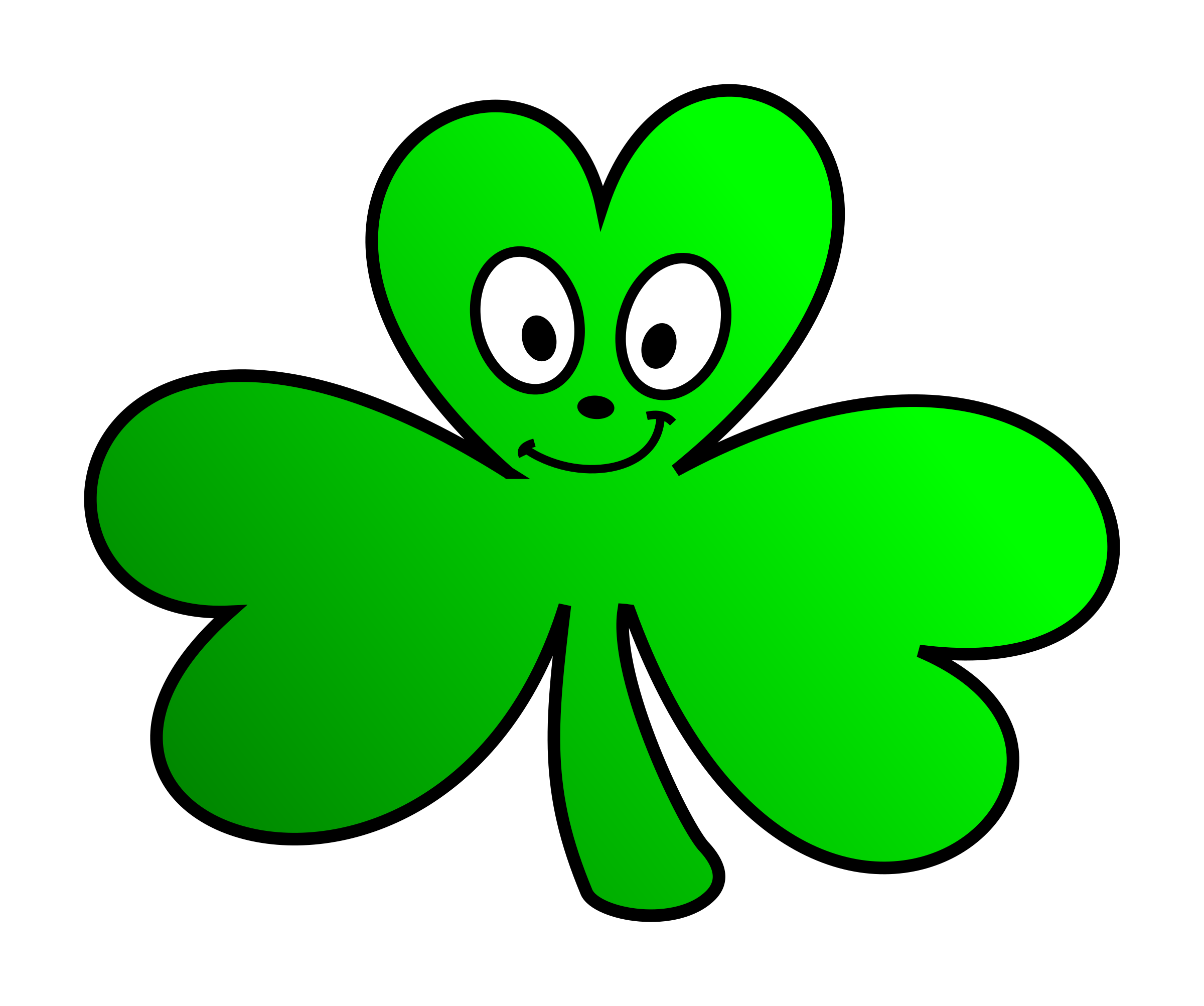 Clipart - Green Shamrock Cartoon Face