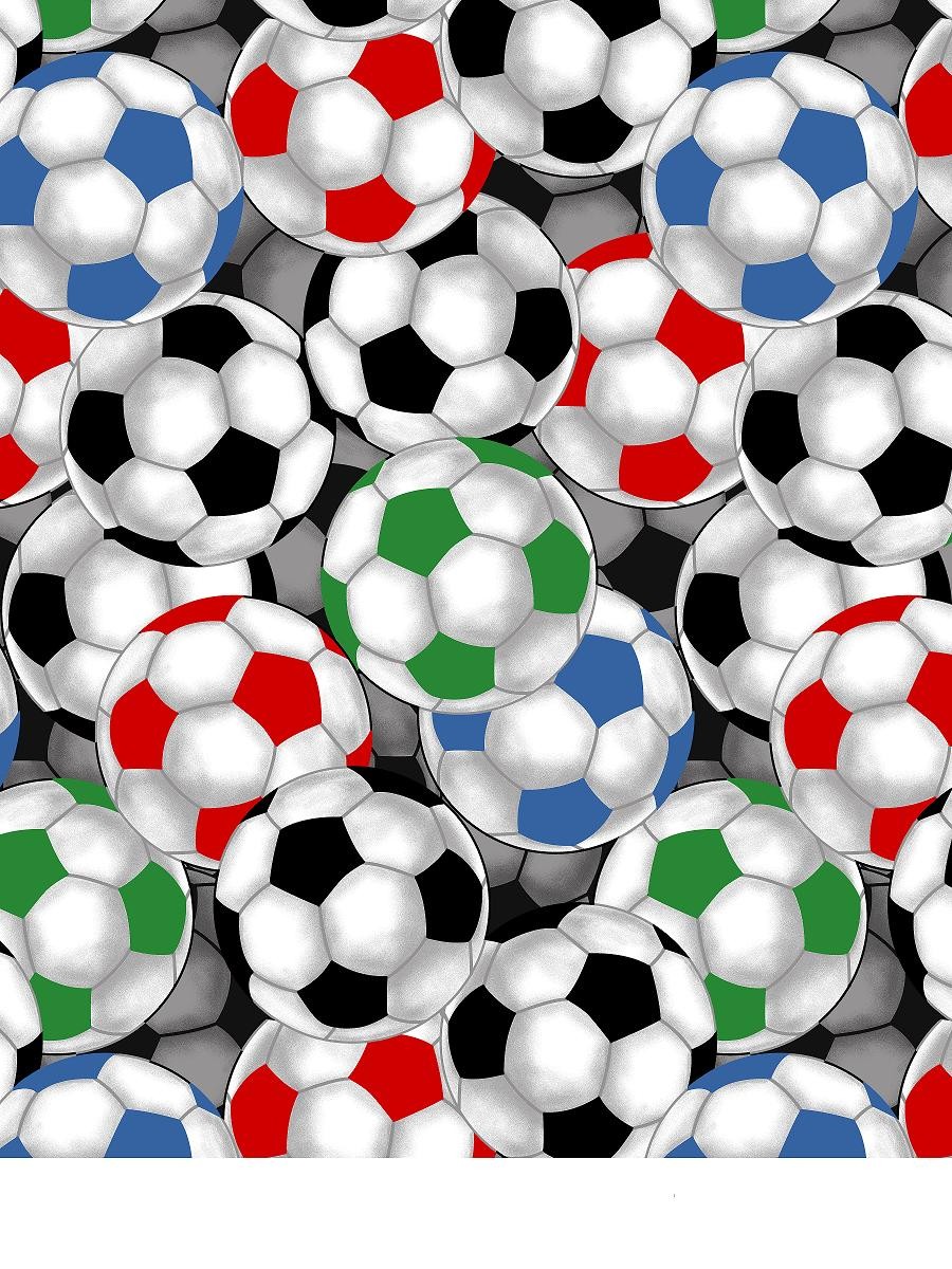 Packed Soccer Balls Fleece Fabric