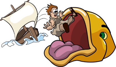 Jonah Tossed From Ship and Caught by Giant Fish | Jonah Clip Art ...