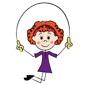 Jump Rope Clipart Image - Red Haired Stick Figure Girl Jumping Rope