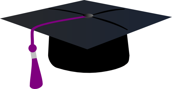 Graduation Hat With Purple Tassle Clip Art - vector ...