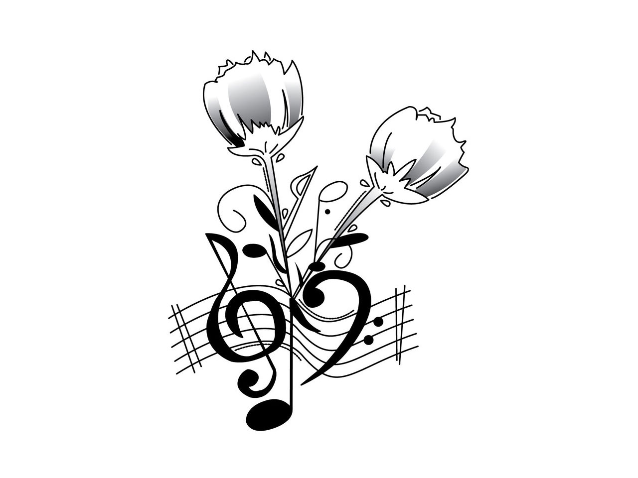 Wallpapers Tattoo Free Gns Clef Music Notes And Roses 1280x960