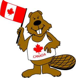 Canada Beaver Graphic with Maple Leaf Flag Clip Art)