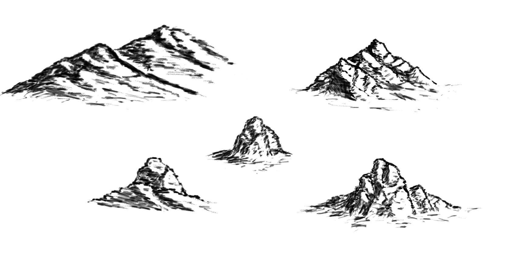 Mountain Range Outline Drawing