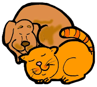 Dog and cat sleeping together clipart