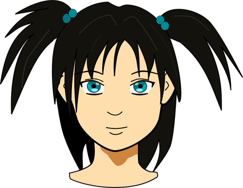 Vector clip art of anime girl with long hair | Public domain vectors