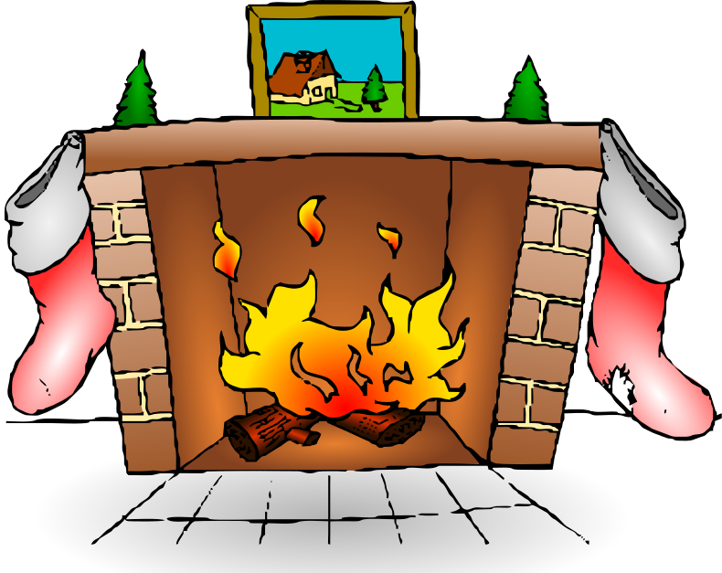 Cartoon Christmas Fireplace - Free Clipart Images