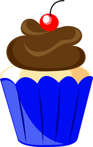 Cupcake Clipart Image - Chocolate Icing on a White Cupcake