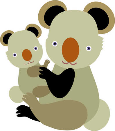 Stock Illustration - A mother and child pair of koala bears