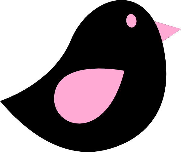 Baby Pink & Black Birdie Clip Art - vector clip art ...
