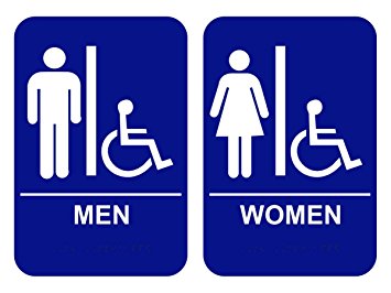 Amazon.com: Men & Women's Handicap Restroom Sign Set with Braille ...