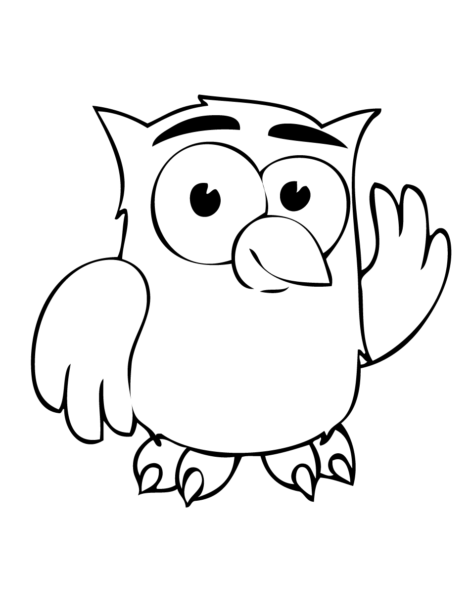 Owl Waving Coloring Page | Free Printable Coloring Pages