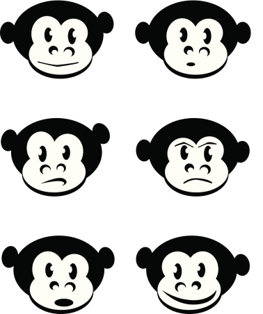 Cartoon Of The Black White Monkey Clip Art, Vector Images ...