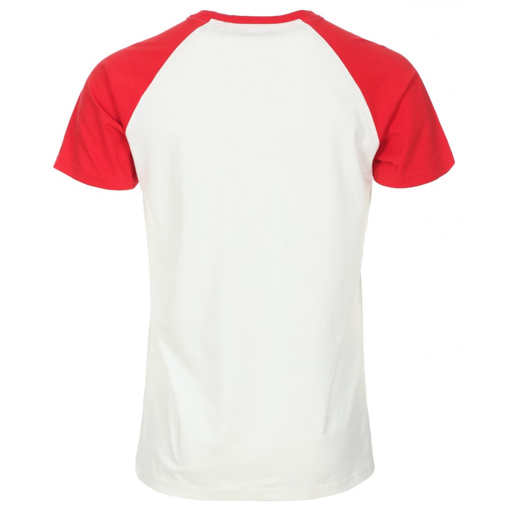 Mens Off White & Red Plain T-Shirt