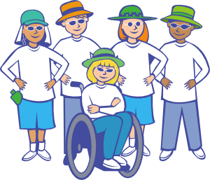 Helping disabled person clipart