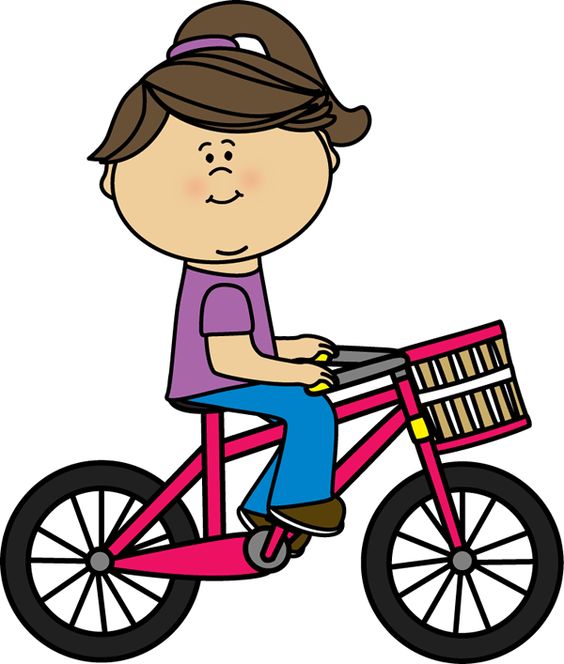 Kids bike riding clipart