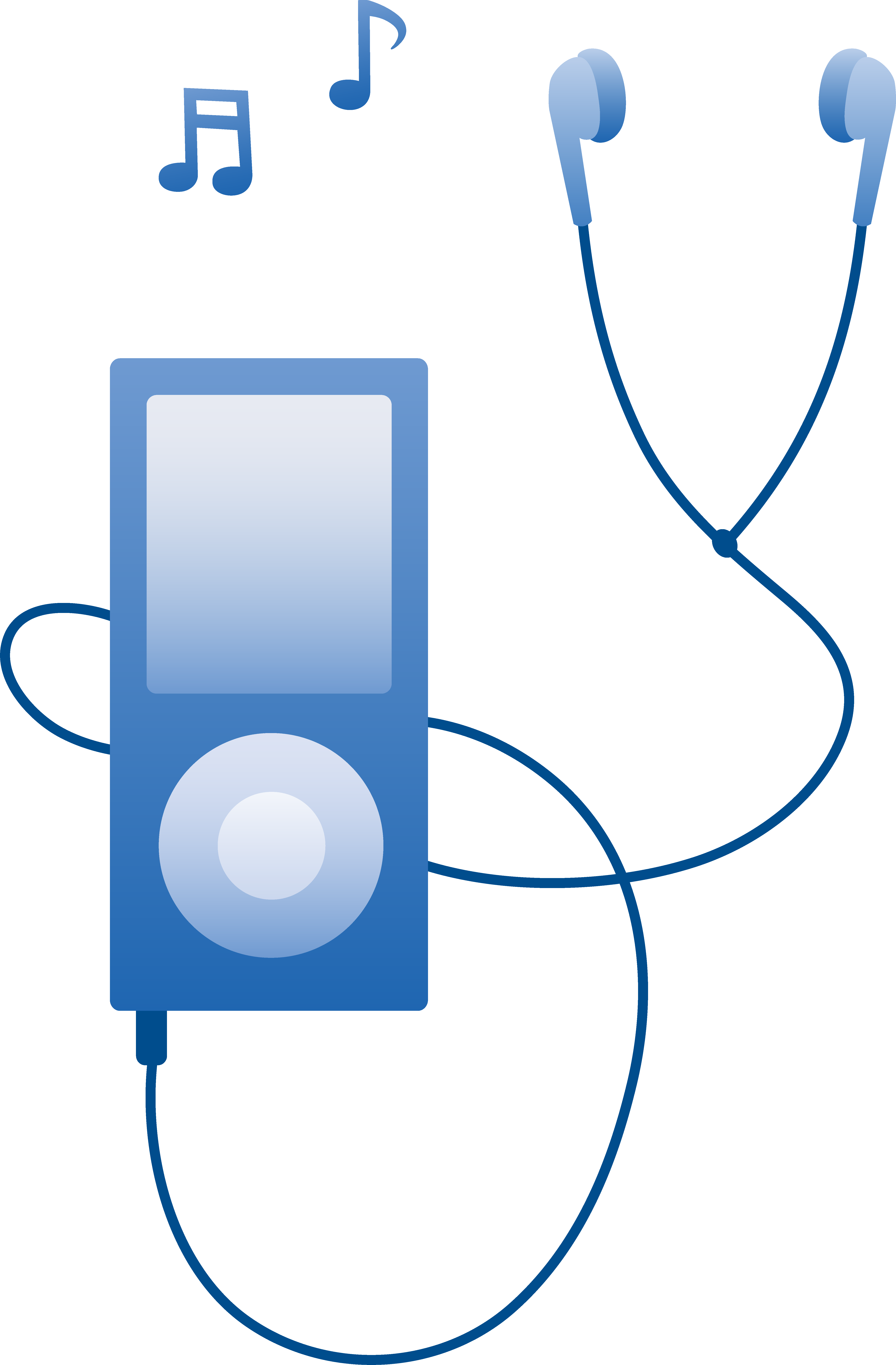Earbuds with music notes clipart