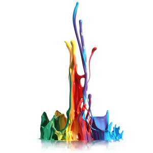 Colorful paint splashing isolated on white - Polyvore