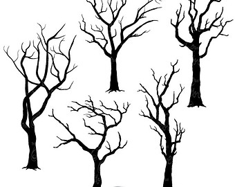 Spooky tree clipart outline