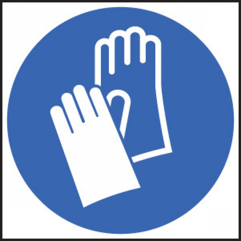 Hand protection symbol - 200mm x 200mm - Self Adhesive Vinyl