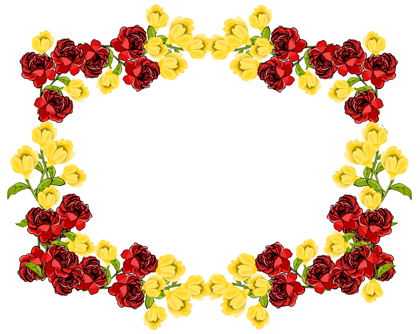 Free Red And Yellow Flower Frame Png Rosenrahmen Freebie