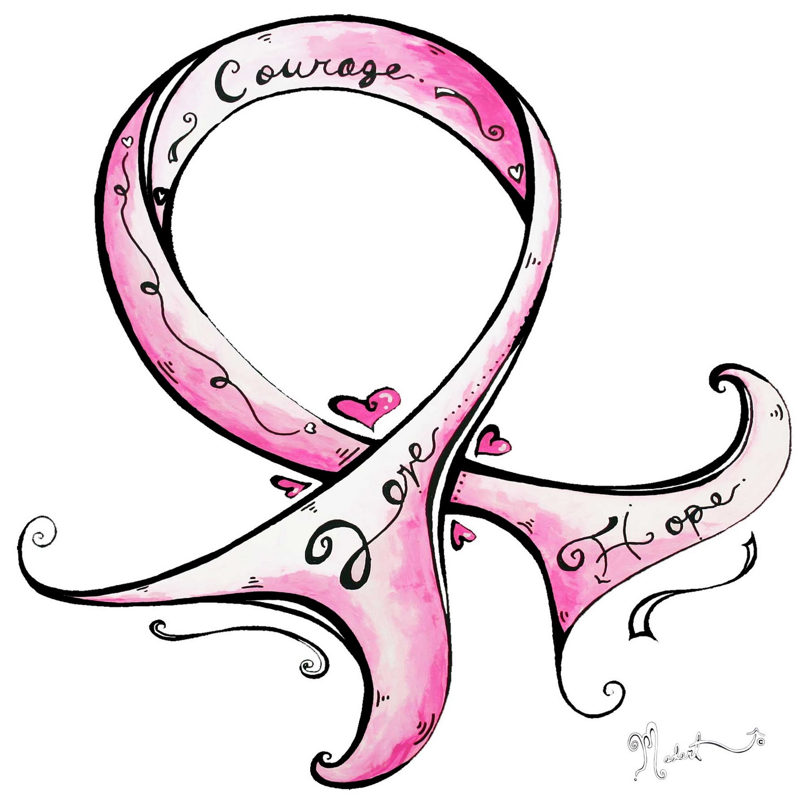 Ribbon Stencil Breast Cancer Pink ...