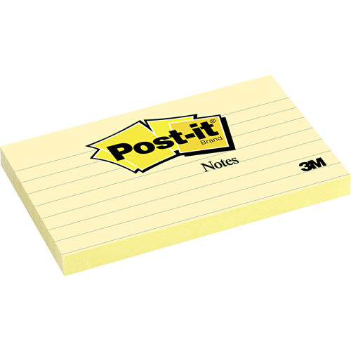 Post-it Original Self-Stick Notes, Ruled, 3 x 5, Canary Yellow ...