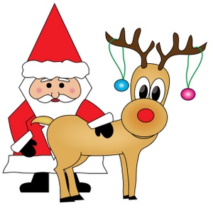 Santa Claus Clipart Image - Gnome Santa and His Reindeer Rudolph